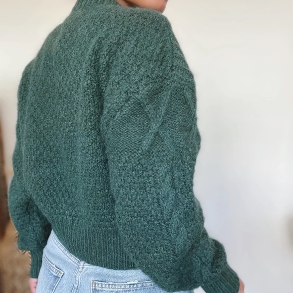 Green Fuzzy Pom Pom Cardigan - New - Picture 2 of 6